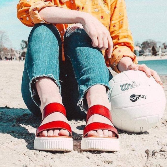 Two Strap Chunky Thick Platform Flatform Sandal - Picture 3 of 4